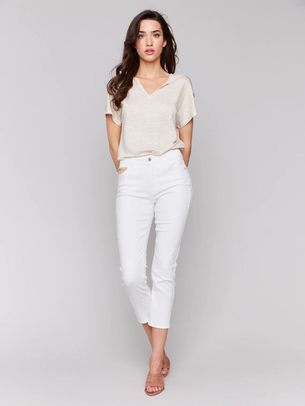 Charlie B - Pantalon - Blanc - C5613/615A